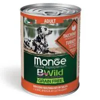 Monge Dog BWild GRAIN FREE беззерновые консервы из индейки с тыквой и кабачками для взрослых собак всех пород 400г