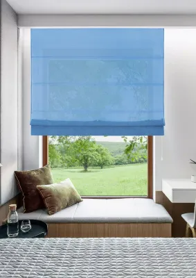 Римская штора Basicos веревочный механизм; цвет: голубой, 50x160 см в магазине LiveStor.ru