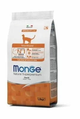 Monge Cat Monoprotein Sterilised Duck корм для стерилизованных кошек с уткой 1,5 кг в магазине LiveStor.ru