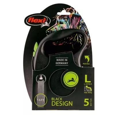 flexi рулетка Black Design L (до 50 кг) 5 м лента черный/зеленый в магазине LiveStor.ru