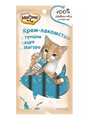 Мнямс Крем-лакомство для кошек с тунцом Кацуо и Магуро 15 г х 4 шт. в магазине LiveStor.ru