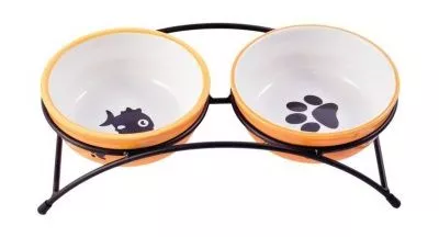 КерамикАрт миски на подставке для собак и кошек двойные 2x290 мл оранжевые в магазине LiveStor.ru