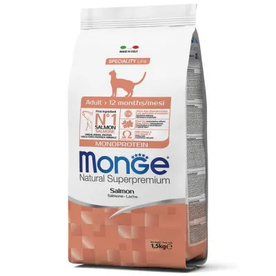 Monge Cat Monoprotein корм для взрослых кошек с лососем 1,5 кг в магазине LiveStor.ru