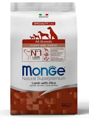 Monge Dog Speciality Puppy&Junior корм для щенков всех пород ягненок с рисом 800г в магазине LiveStor.ru