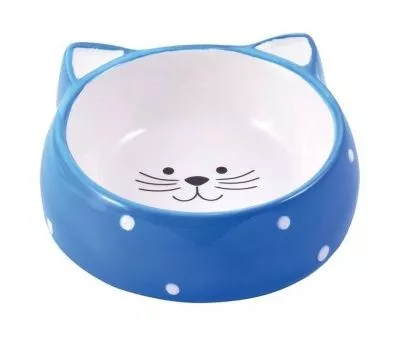 КерамикАрт миска керамическая для кошек 250 мл Мордочка кошки голубая в магазине LiveStor.ru