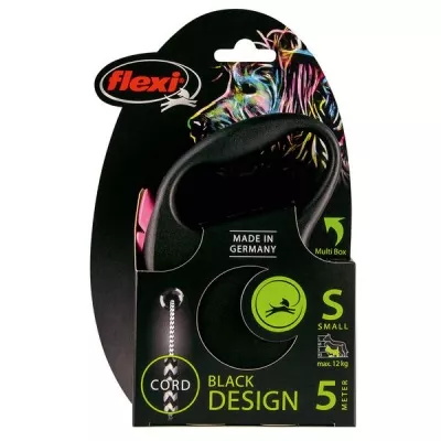 flexi рулетка Black Design S (до 12 кг) 5 м трос черный/розовый в магазине LiveStor.ru