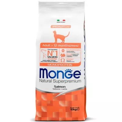 Monge Cat Monoprotein Salmon корм для взрослых кошек с лососем 10 кг в магазине LiveStor.ru