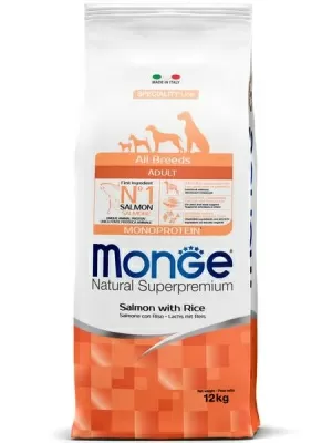 Monge Dog Monoprotein корм для собак всех пород лосось с рисом 12 кг в магазине LiveStor.ru