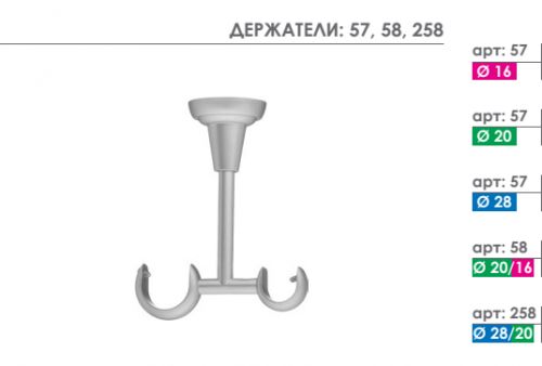 Кронштейн держатель двухрядный потолочный для карниза Arttex 16/16.57 - LiveStor.ru