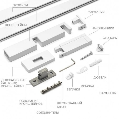 Карниз для штор двухрядный Хай Тек Кросс белый 340 см - LiveStor.ru