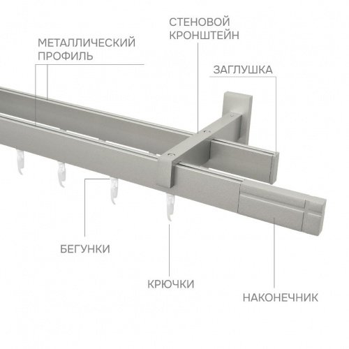 Карниз для штор двухрядный Хай Тек Кросс сатин 300 см - LiveStor.ru