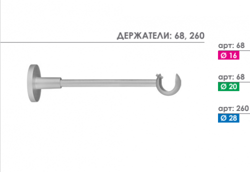 Кронштейн держатель однорядный для карниза Arttex 20.68 - LiveStor.ru